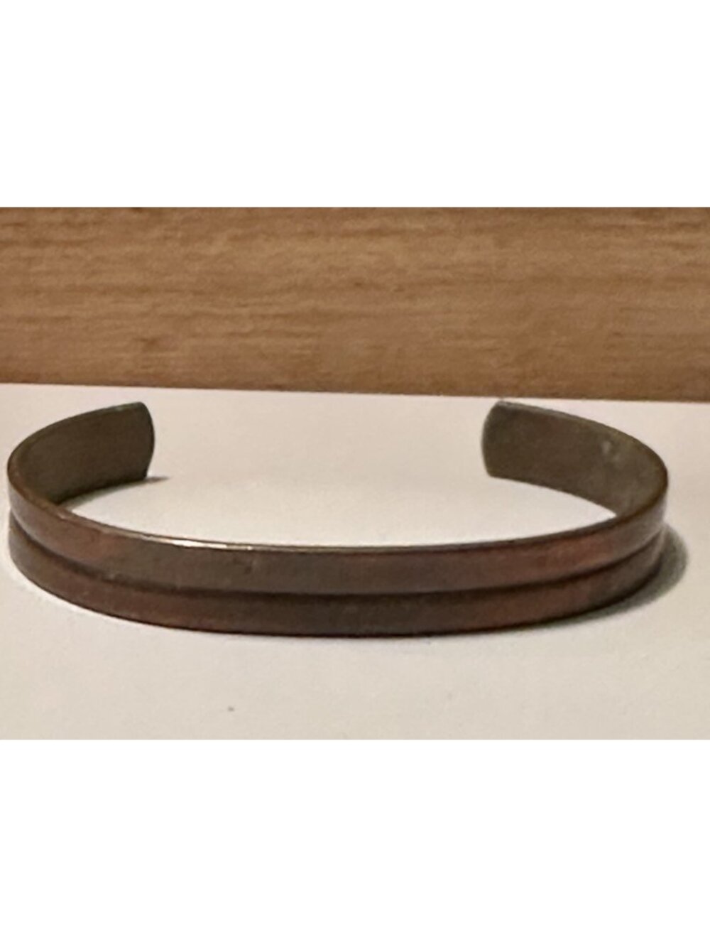 Vintage Copper Cuff Bracelet Central Ridge Minimalist Open Bangle Boho Made USA